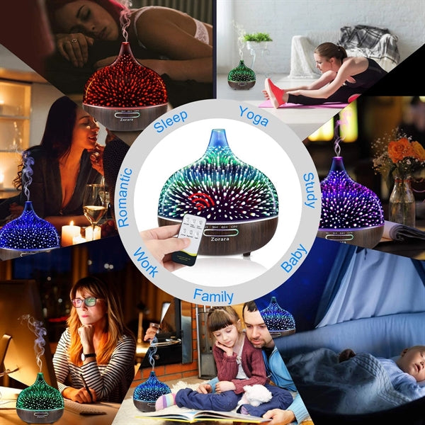 Essential Oil Diffuser 550ml Cool Mist Humidifier 3D Glass