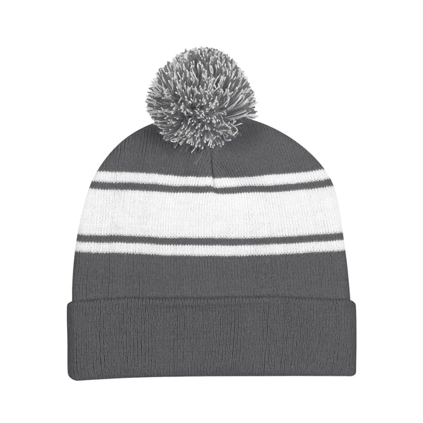 FREE SHIPPING Two-Tone Knit Pom Beanie with Cuff