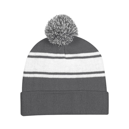 FREE SHIPPING Two-Tone Knit Pom Beanie with Cuff