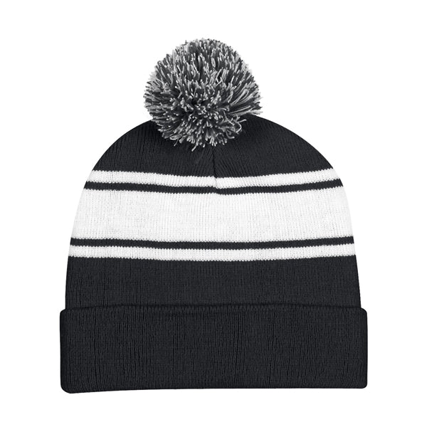 FREE SHIPPING Two-Tone Knit Pom Beanie with Cuff
