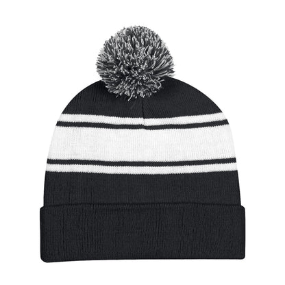 FREE SHIPPING Two-Tone Knit Pom Beanie with Cuff