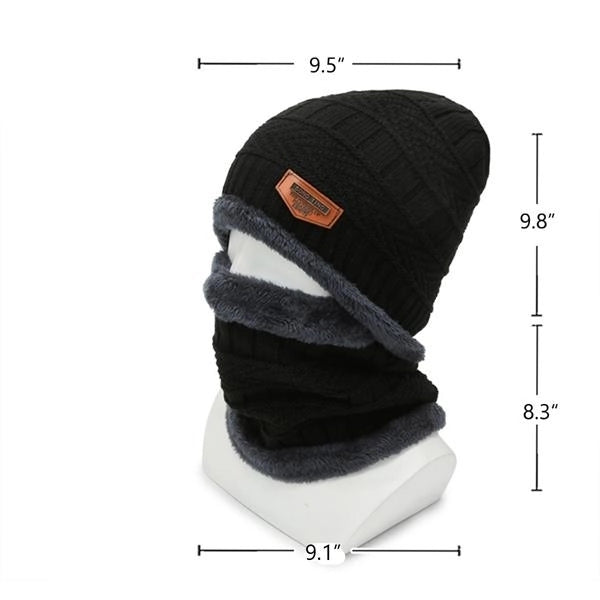 Mens Warm Knit Hat Scarf Set