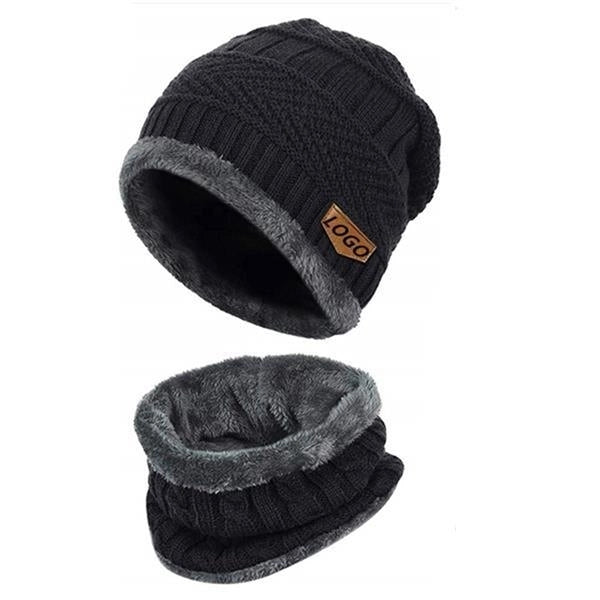 Mens Warm Knit Hat Scarf Set
