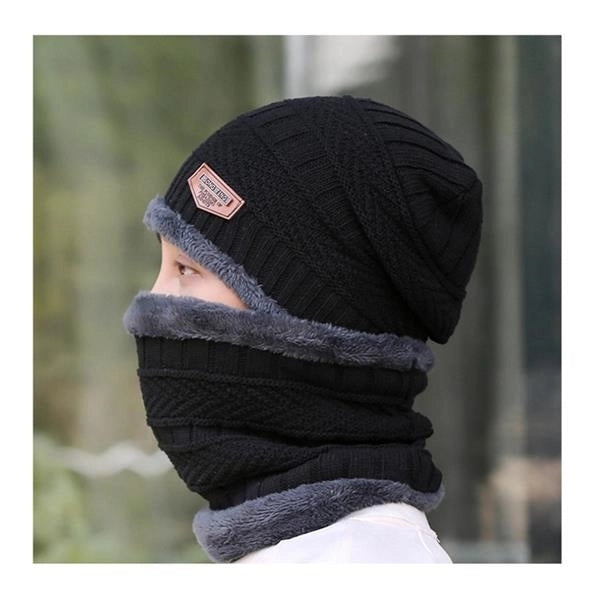 Mens Warm Knit Hat Scarf Set
