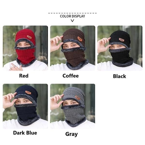 Mens Warm Knit Hat Scarf Set