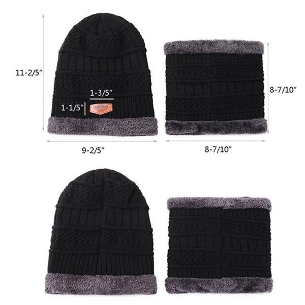 Mens Warm Knit Hat Scarf Set