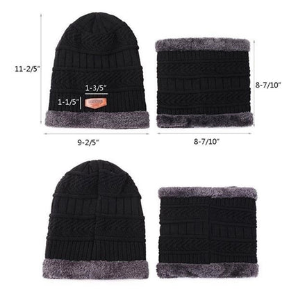Mens Warm Knit Hat Scarf Set