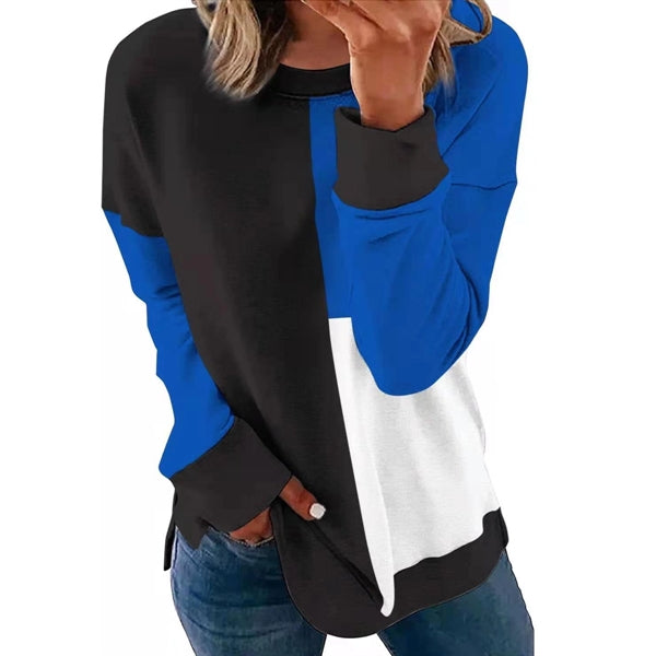 Long Sleeve Round Neck Casual Printed Blouses Tops T Shirts