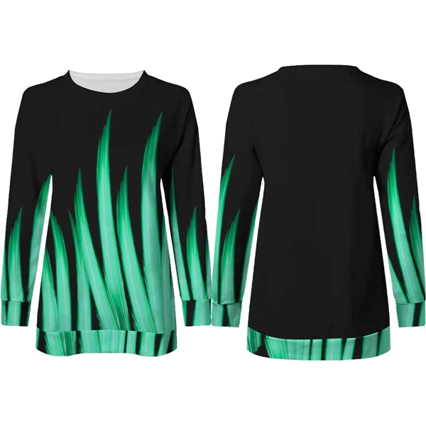 Long Sleeve Round Neck Casual Printed Blouses Tops T Shirts
