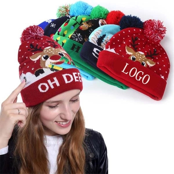 LED Winter Beanie Blinky Snowman Hats