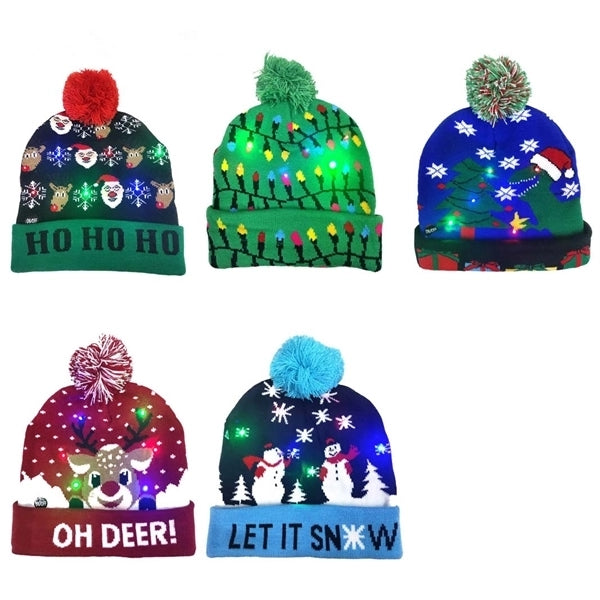 LED Winter Beanie Blinky Snowman Hats