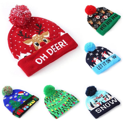 LED Winter Beanie Blinky Snowman Hats