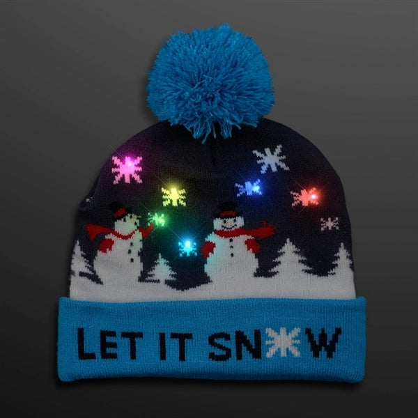 LED Winter Beanie Blinky Snowman Hats