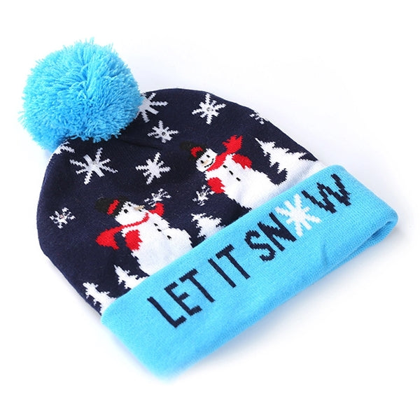 LED Winter Beanie Blinky Snowman Hats
