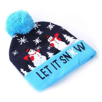 LED Winter Beanie Blinky Snowman Hats
