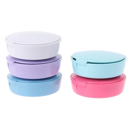 Denture Case with Lid and Mirror for Travel