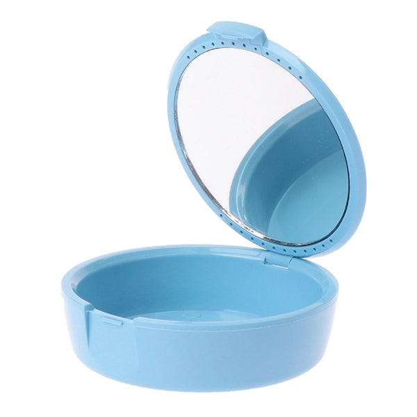 Denture Case with Lid and Mirror for Travel