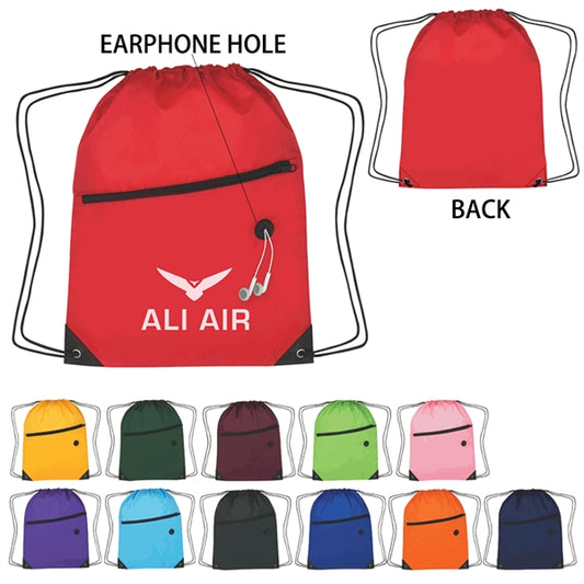 Zipper Polyester Drawstring BackPack