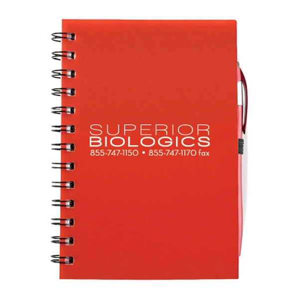 Plastic Spiral Bound Journal With Pen