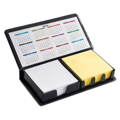 Pvc Blackdesk Caddy With Yellow Sticky Notes And Plain Paper