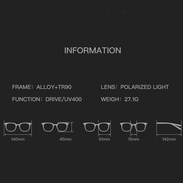Rectangular Polarized Sunglasses UV400 Protection