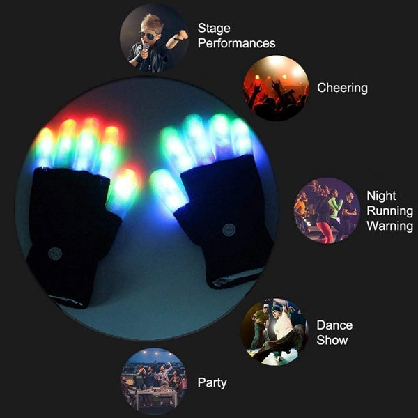 Flashing LED Christmas Gloves