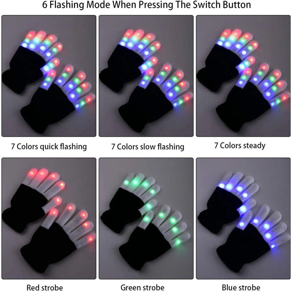 Flashing LED Christmas Gloves
