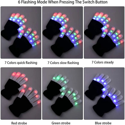 Flashing LED Christmas Gloves