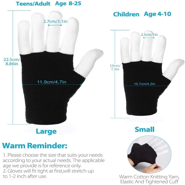 Flashing LED Christmas Gloves