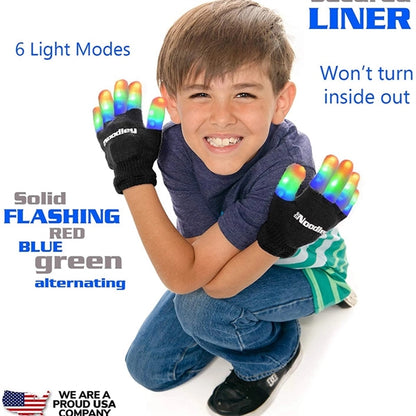 Flashing LED Christmas Gloves