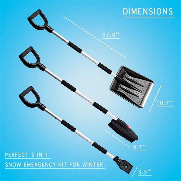 3-in-1 Ice Scraper Kit and Snow Shovel Brush