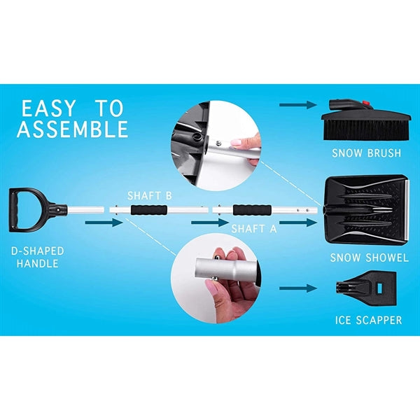 3-in-1 Ice Scraper Kit and Snow Shovel Brush