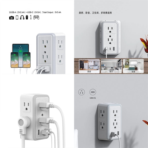 Socket USB Charger Multi Plug Wall Outlet Extender