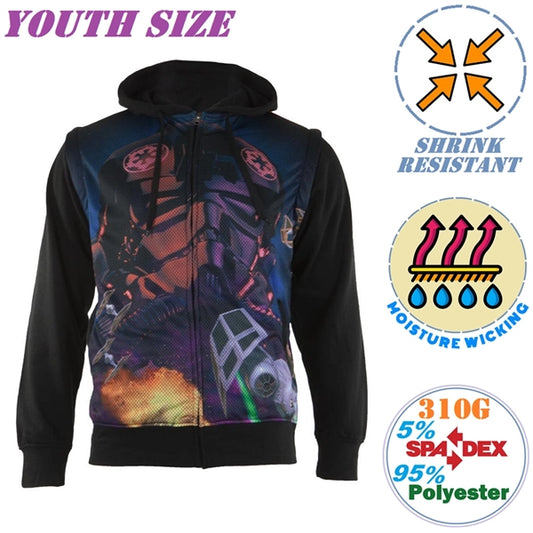 310G Fleece Youth Pullover Hoodies w/ Full Zipper & 2 Pocket