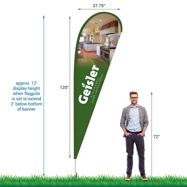 10' Double Sided Teardrop Banner w/ Premium Hardware & Spike