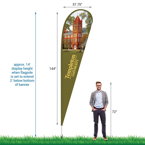 12' Double Sided Teardrop Banner w/ Premium Hardware & Spike