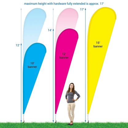 12' Double Sided Teardrop Banner w/ Premium Hardware & Spike