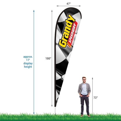 15' Double Sided Teardrop Banner w/ Premium Hardware & Spike