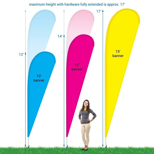 15' Double Sided Teardrop Banner w/ Premium Hardware & Spike