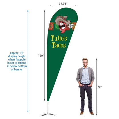 10' Double Sided Teardrop Banner w/ Premium Hardware & Base