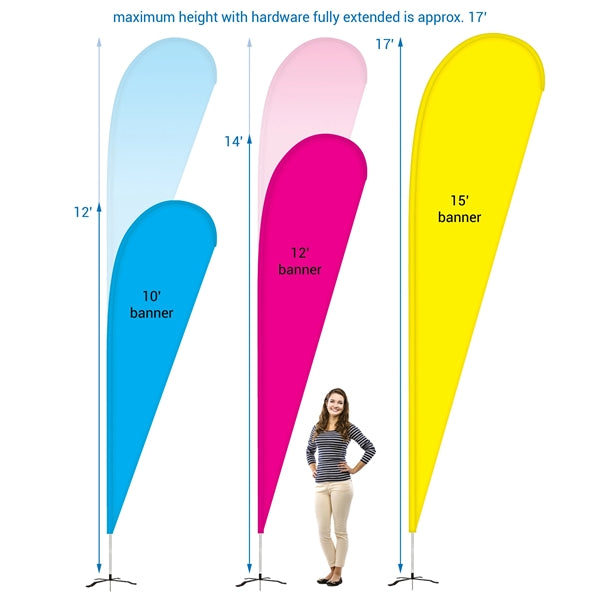 10' Double Sided Teardrop Banner w/ Premium Hardware & Base