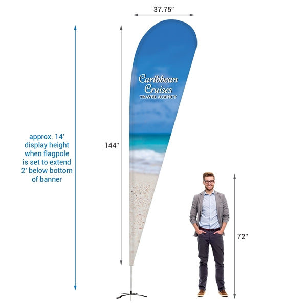 12' Double Sided Teardrop Banner w/ Premium Hardware & Base