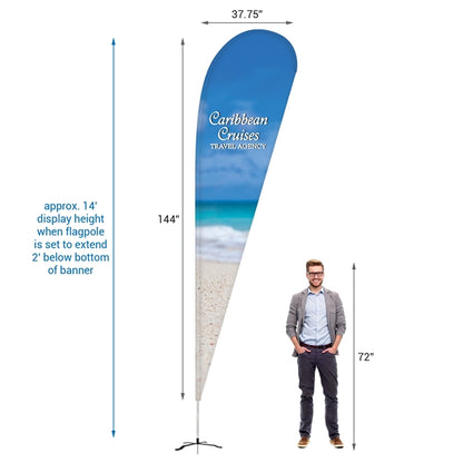 12' Double Sided Teardrop Banner w/ Premium Hardware & Base