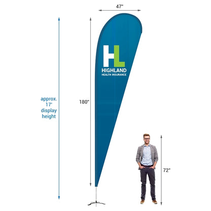 15' Double Sided Teardrop Banner w/ Premium Hardware & Base