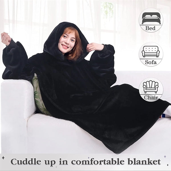 Thick Flannel Blanket with Sleeves