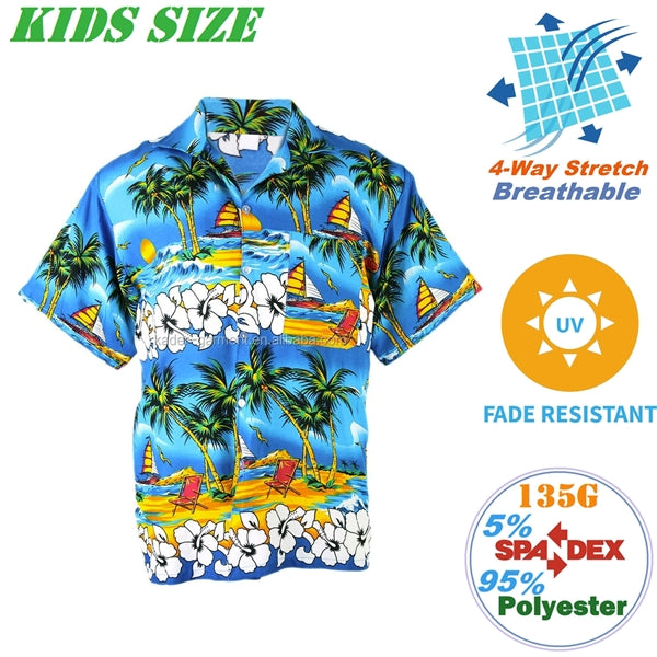 Youth 135G 4-Way Stretch UV Resistant Hawaiian Shirts