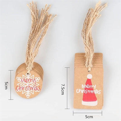 Christmas Kraft Paper Gift Tags DIY Label String,