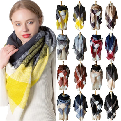 Cashmere Large Plaid Square Scarf Shawl
