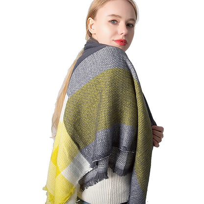 Cashmere Large Plaid Square Scarf Shawl