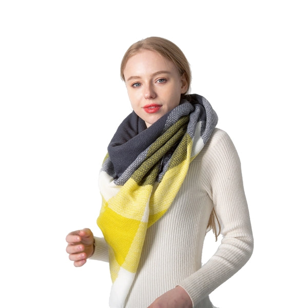 Cashmere Large Plaid Square Scarf Shawl